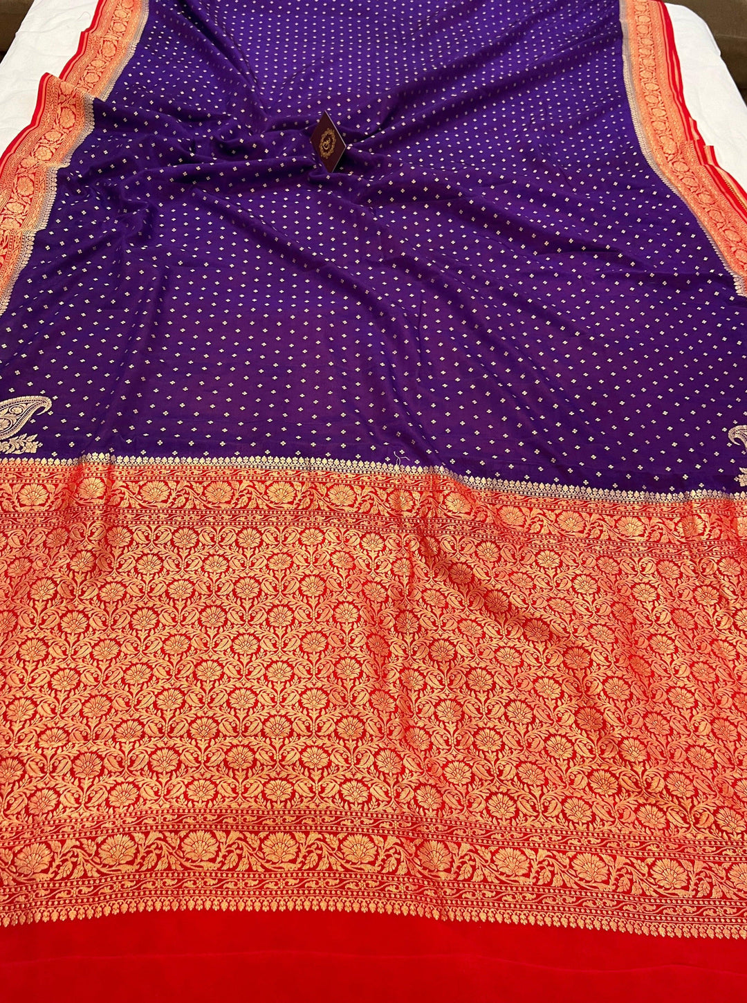 Purple Pure Banarasi Khaddi Crepe Silk Saree - Aura Benaras