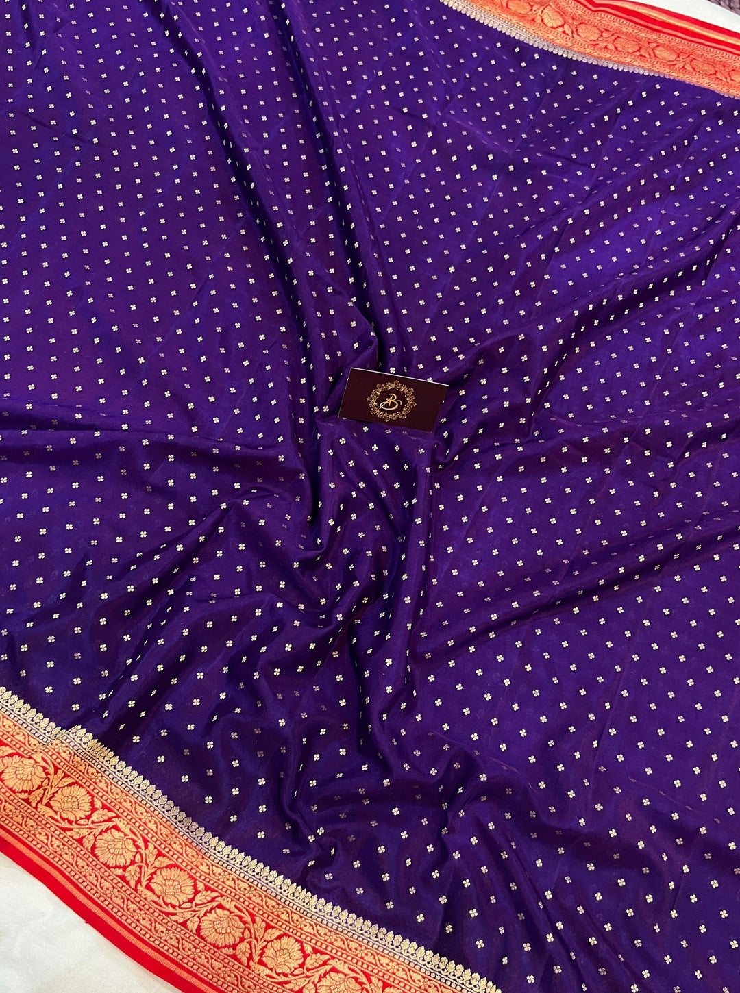 Purple Pure Banarasi Khaddi Crepe Silk Saree - Aura Benaras