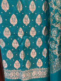 Aqua Green Banarasi Khaddi Georgette Suit
