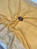 Pastel Yellow Pure Banarasi Khaddi Crepe Silk Saree - Aura Benaras