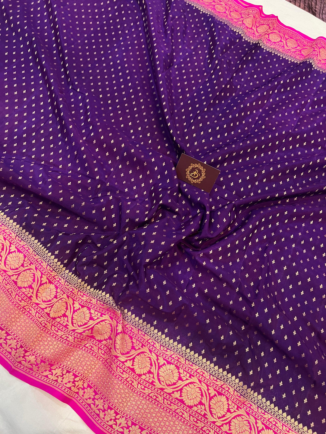 Purple Pure Banarasi Khaddi Crepe Silk Saree - Aura Benaras