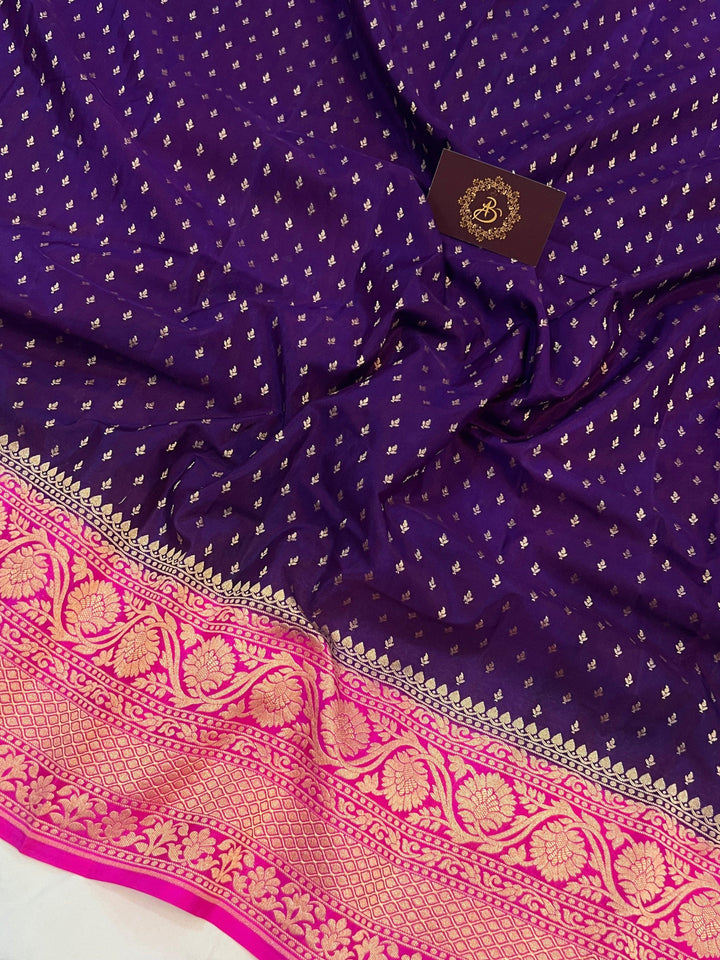 Purple Pure Banarasi Khaddi Crepe Silk Saree - Aura Benaras