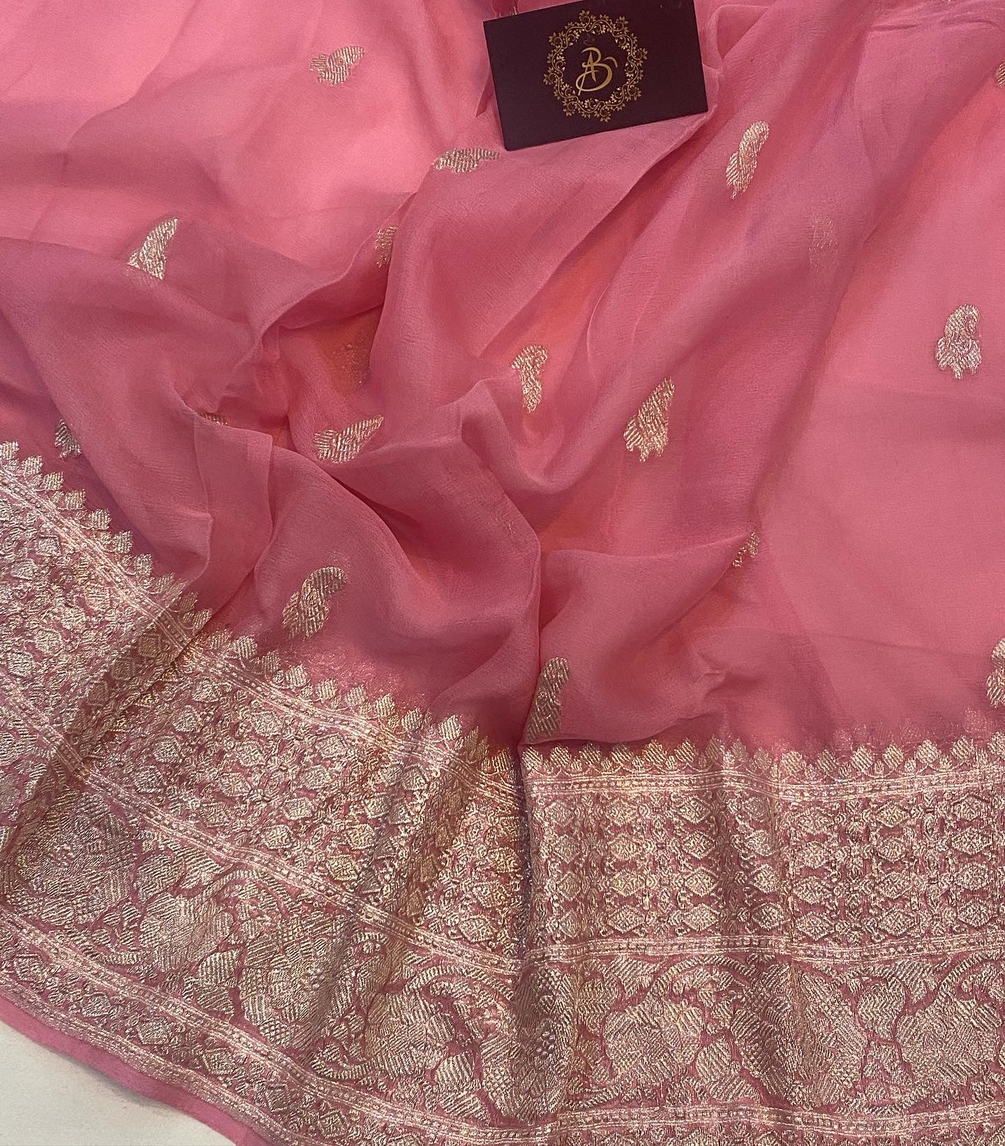 Rose Dust Pure Silk-Chiffon Printed Saree – EAST & GRACE