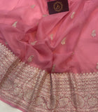 Pastel Pink Banarasi Khaddi Chiffon Georgette Saree