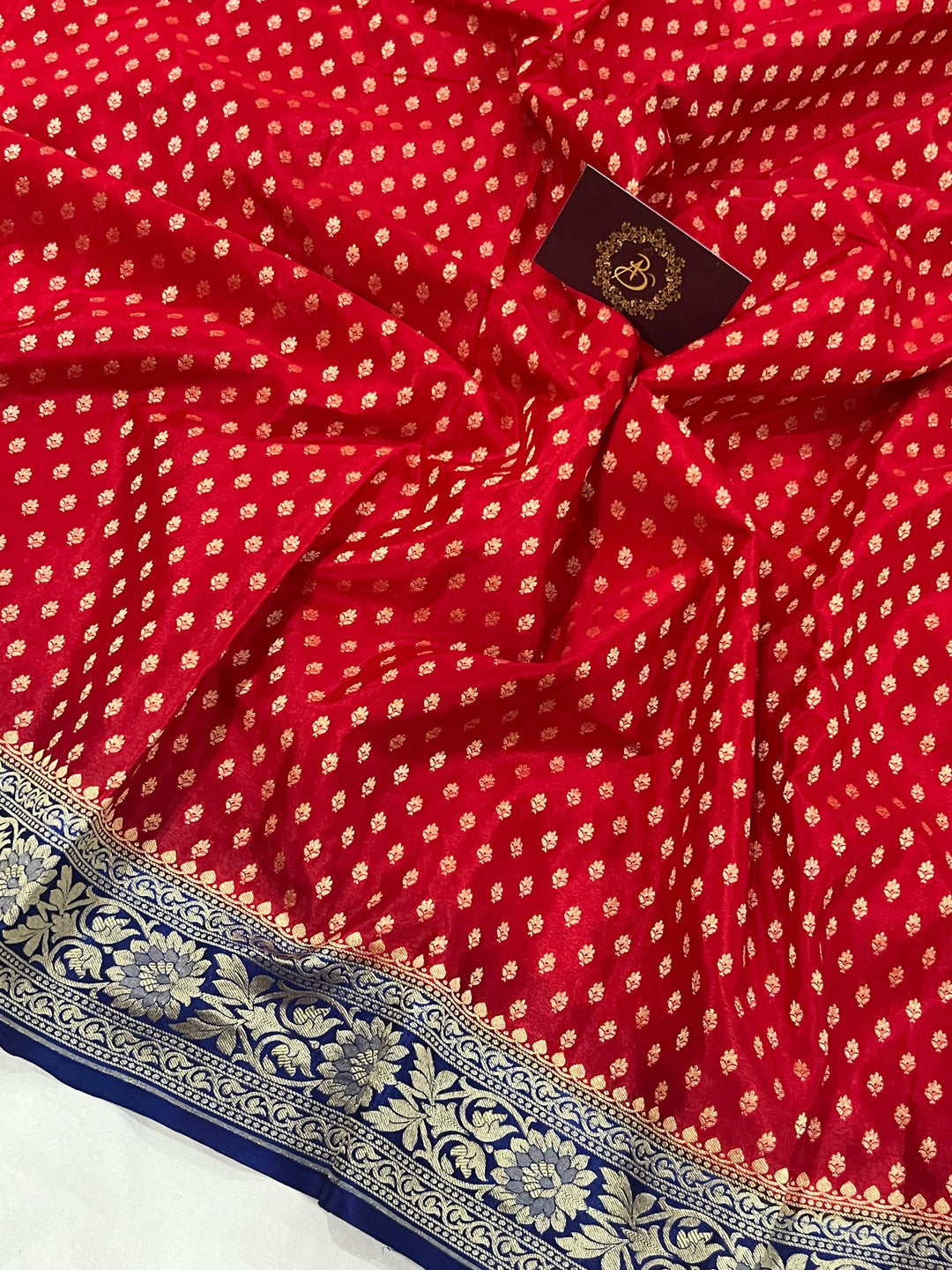 Red Pure Banarasi Khaddi Crepe Silk Saree - Aura Benaras