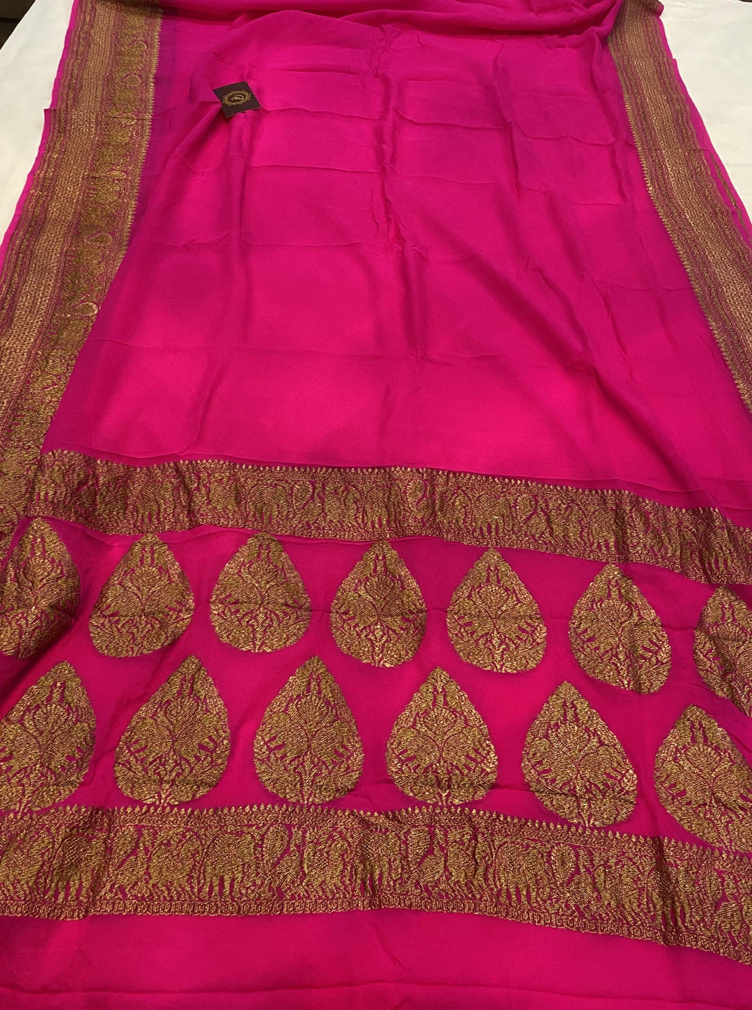 Pink Pure Banarasi Handloom Khaddi Georgette Saree - Aura Benaras