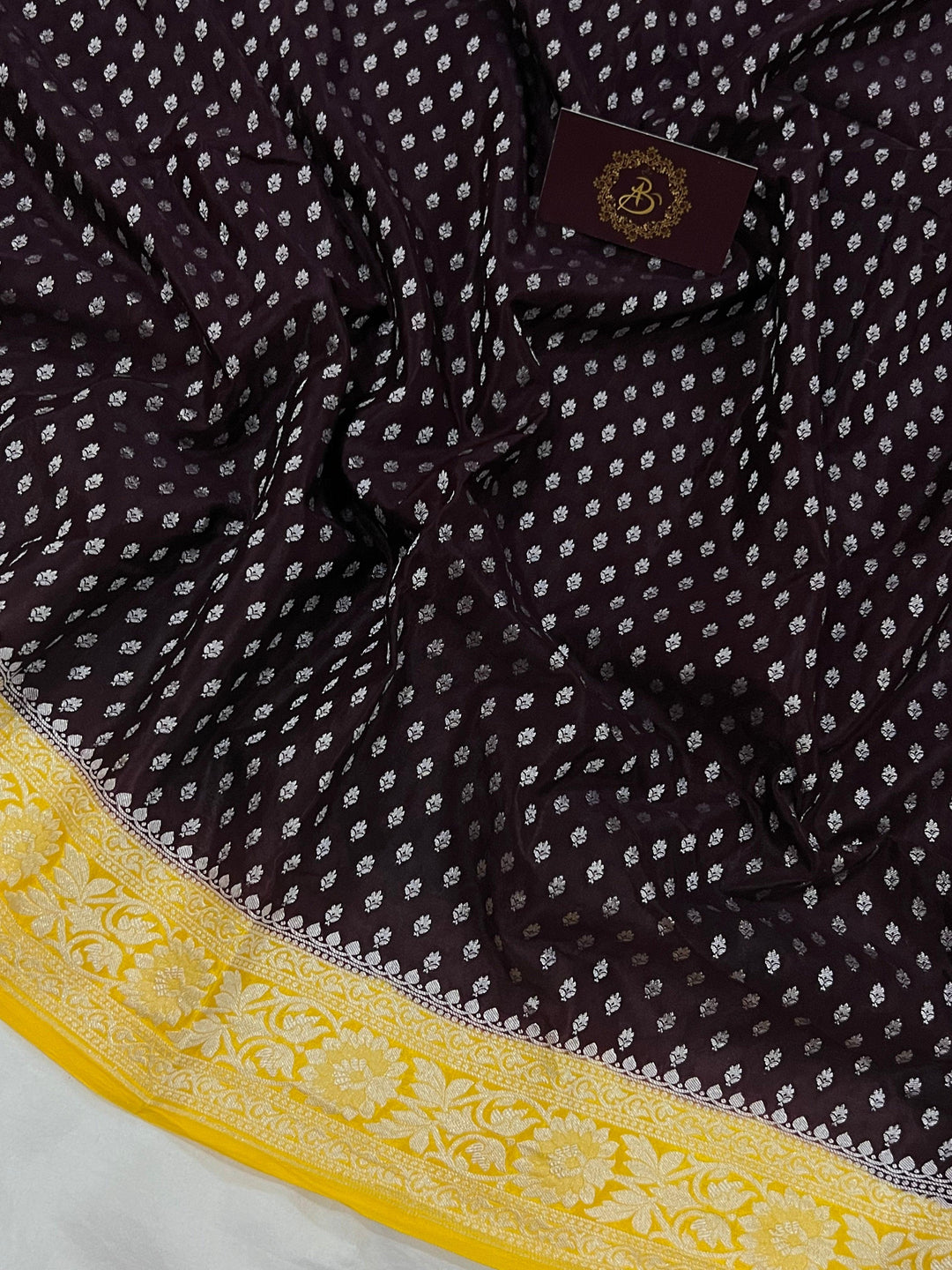 Coffee Brown Pure Banarasi Khaddi Crepe Silk Saree - Aura Benaras