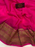 Pink Pure Banarasi Handloom Khaddi Georgette Saree - Aura Benaras
