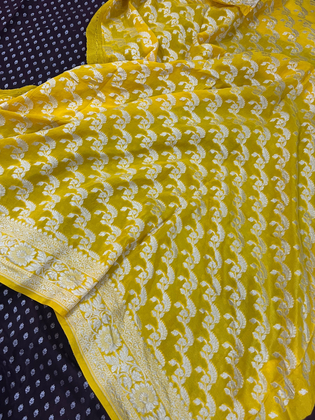 Coffee Brown Pure Banarasi Khaddi Crepe Silk Saree - Aura Benaras