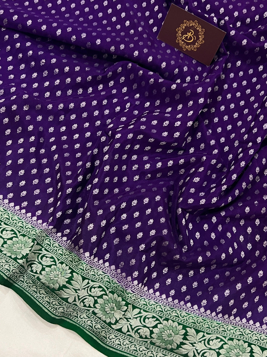 Purple Pure Banarasi Khaddi Crepe Silk Saree - Aura Benaras