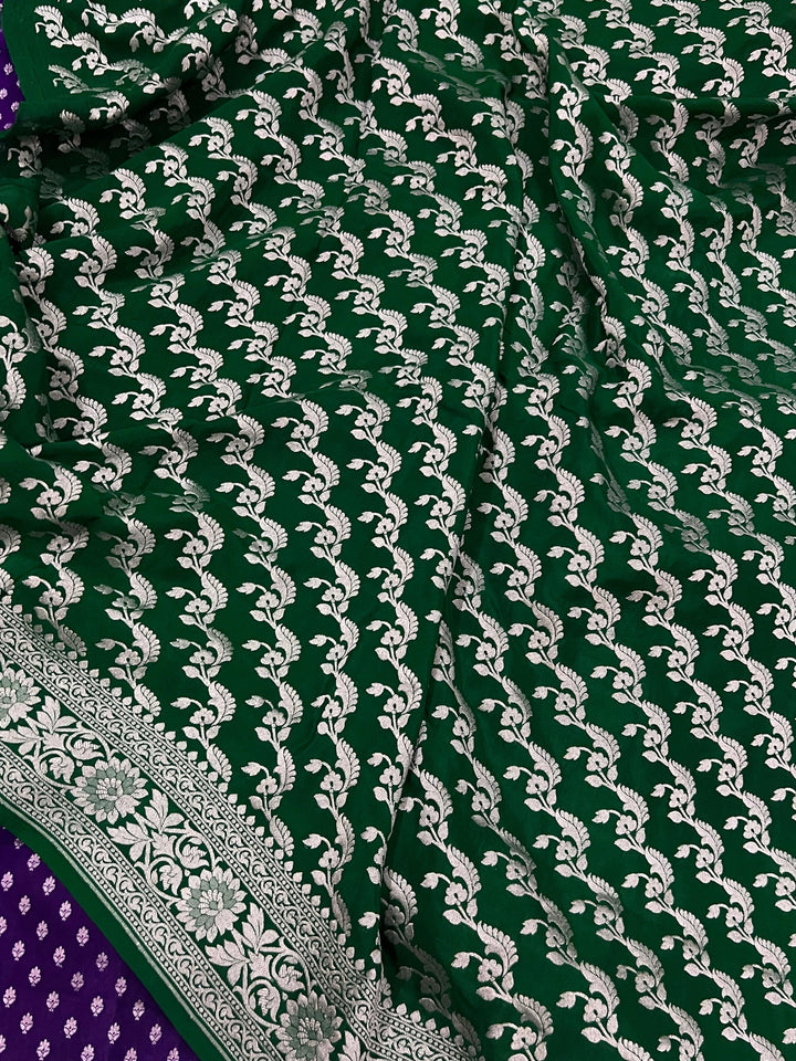 Purple Pure Banarasi Khaddi Crepe Silk Saree - Aura Benaras