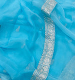 Blue Banarasi Khaddi Chiffon Georgette Saree - Aura Benaras