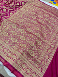 Pink Jaal Banarasi Handloom Satin Silk Saree - Aura Benaras