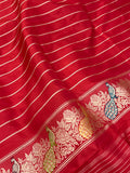 Red Jaal Pure Banarasi Handlloom Katan Silk Saree - Aura Benaras