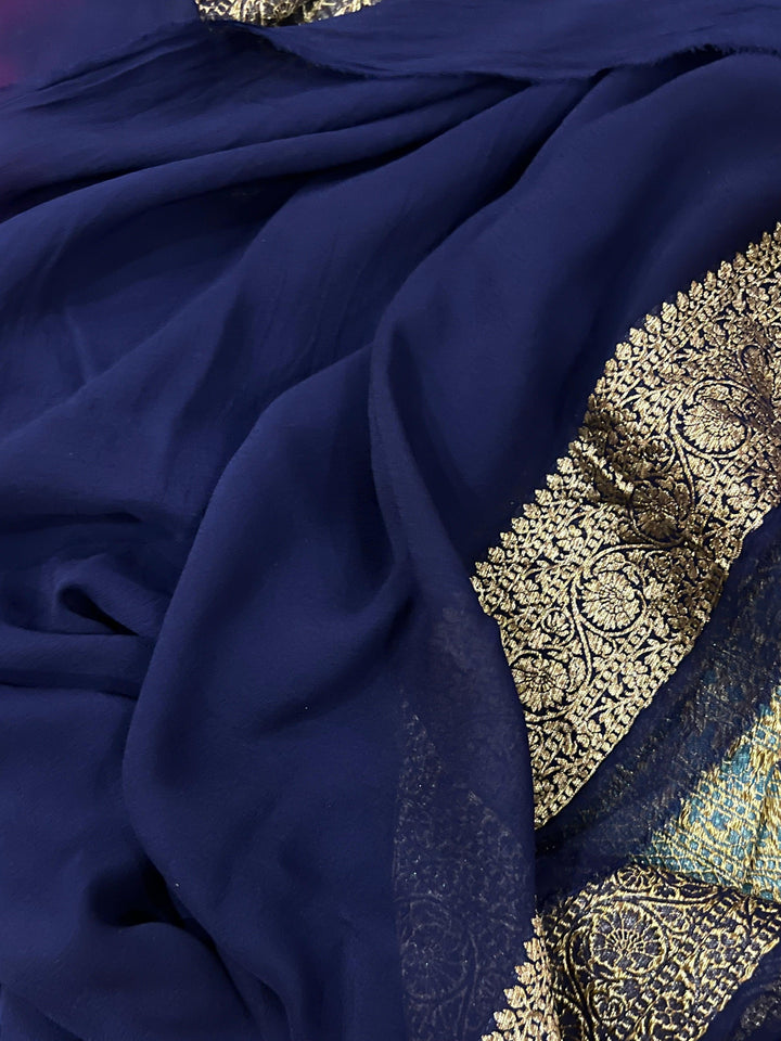 Rani Pink Pure Banarasi Khaddi Georgette Saree - Aura Benaras