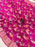 Pink Kadwa Jaal Pure Banarasi Handloom Katan Silk Saree - Aura Benaras