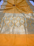 Yellow Banarasi Handloom Soft Silk Saree - Aura Benaras