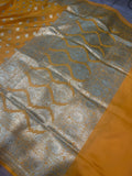 Yellow Banarasi Handloom Soft Silk Saree - Aura Benaras