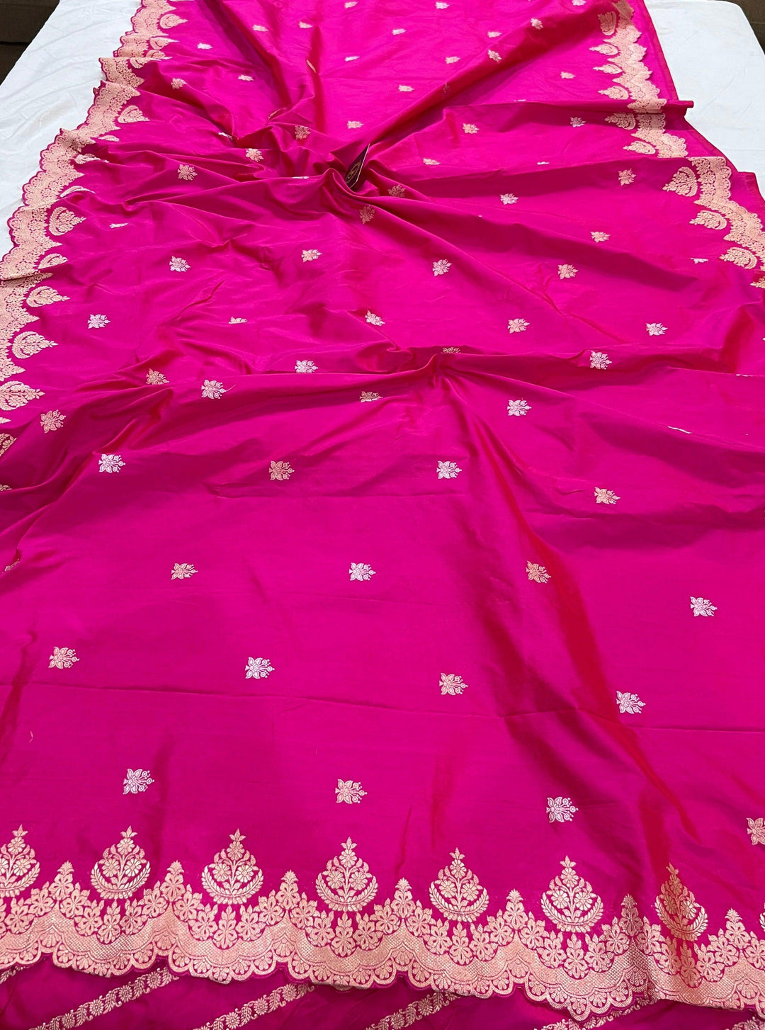 Rani Pink Pure Banarasi Handloom Katan Silk Saree - Aura Benaras