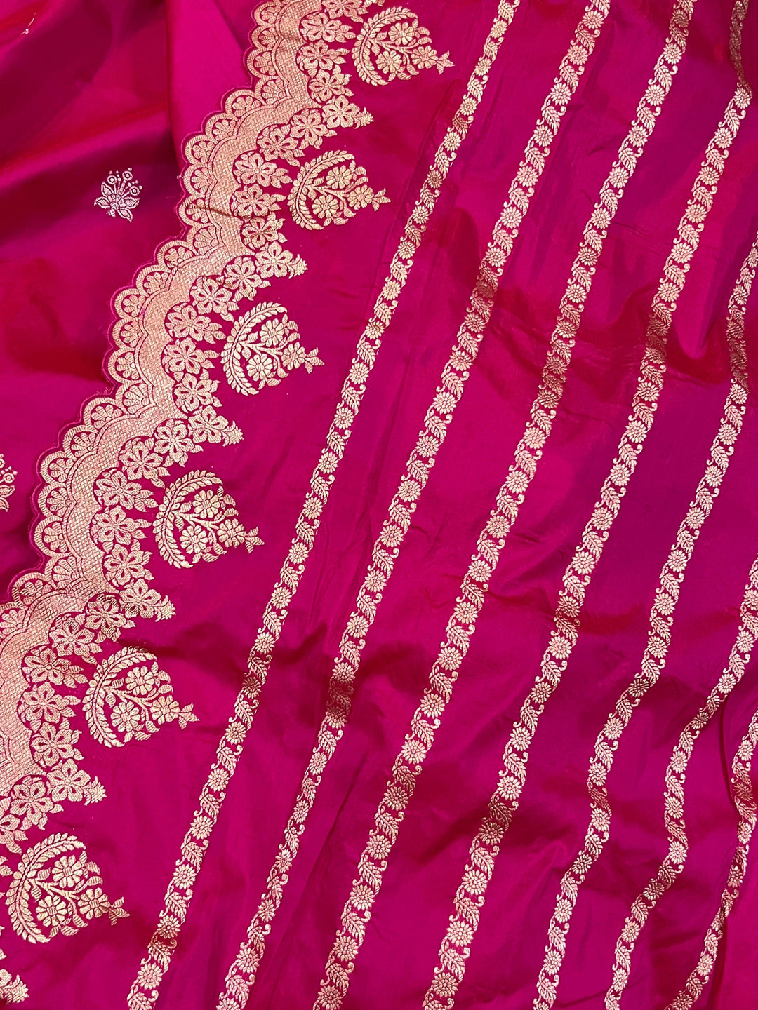 Rani Pink Pure Banarasi Handloom Katan Silk Saree - Aura Benaras