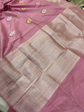 Rose Pink Pure Banarasi Handloom Katan Silk Saree - Aura Benaras