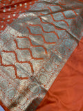 Peach Banarasi Handloom Soft Silk Saree - Aura Benaras