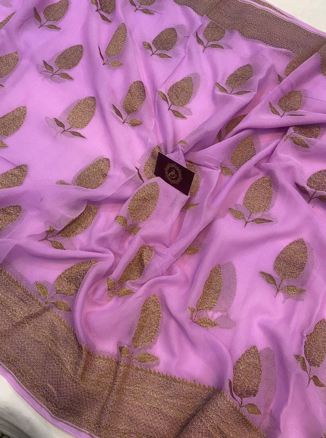 Light Purple Pure Banarasi Khaddi Georgette Saree - Aura Benaras
