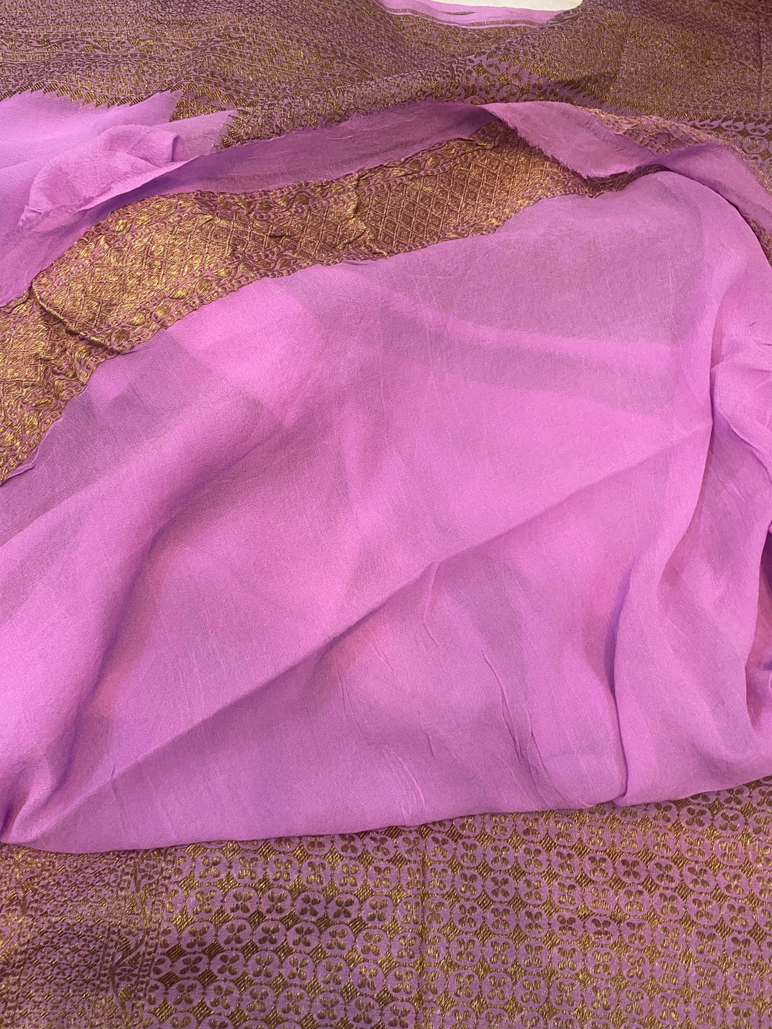 Light Purple Pure Banarasi Khaddi Georgette Saree - Aura Benaras
