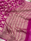 Rani Pink Banarasi Handloom Pure Khaddi Georgette Saree - Aura Benaras