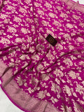 Rani Pink Banarasi Handloom Pure Khaddi Georgette Saree - Aura Benaras