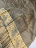 Grey Banarasi Handloom Kora Silk Saree - Aura Benaras