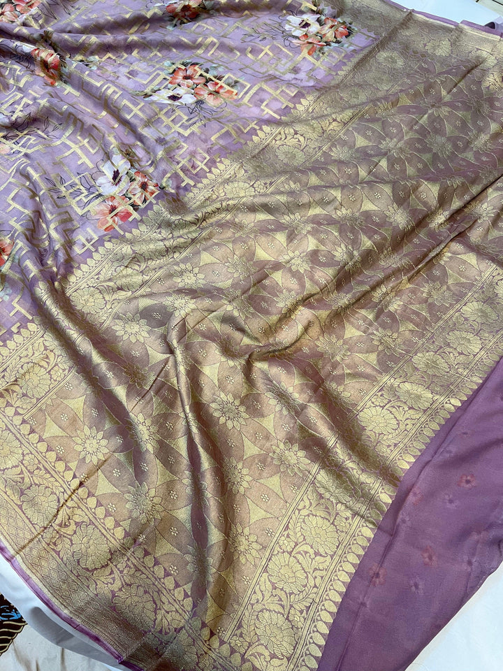 Teal Banarasi Handloom Pure Georgette Saree - Aura Benaras