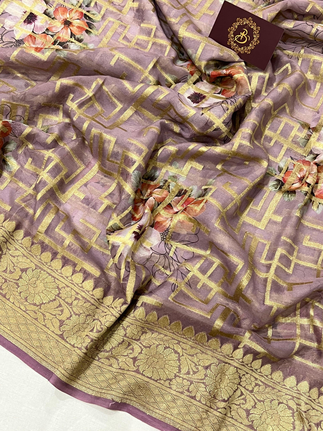 Teal Banarasi Handloom Pure Georgette Saree - Aura Benaras