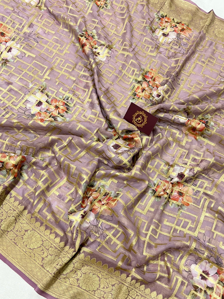 Teal Banarasi Handloom Pure Georgette Saree - Aura Benaras