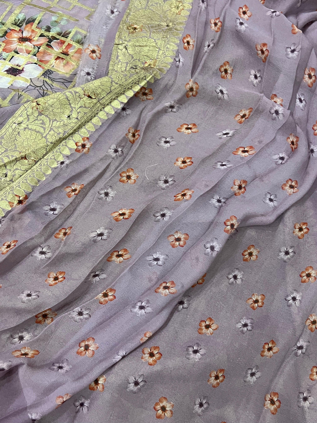 Teal Banarasi Handloom Pure Georgette Saree - Aura Benaras