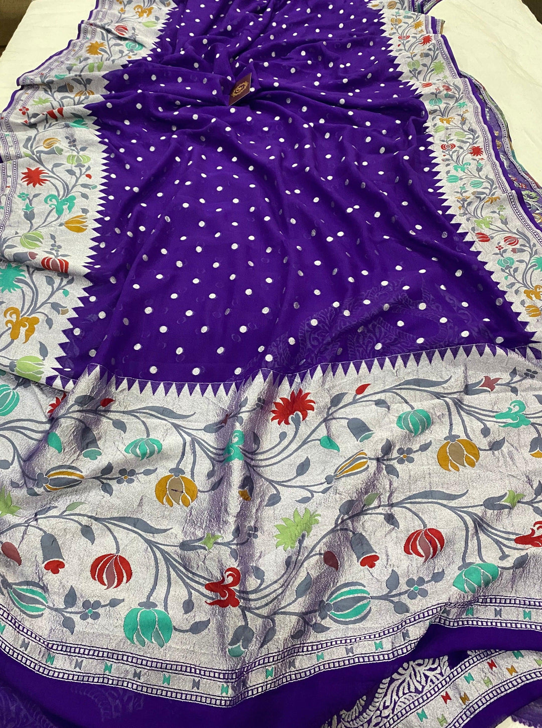 Purple Pure Banarasi Khaddi Georgette Saree - Aura Benaras