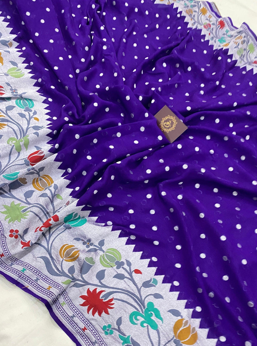 Purple Pure Banarasi Khaddi Georgette Saree - Aura Benaras