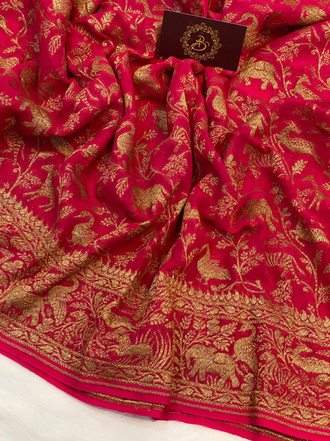 Rani Pure Banarasi Khaddi Georgette Saree - Aura Benaras