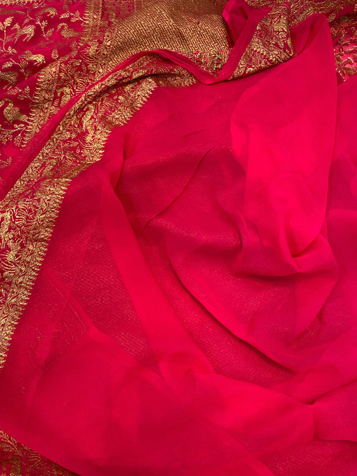 Rani Pure Banarasi Khaddi Georgette Saree - Aura Benaras