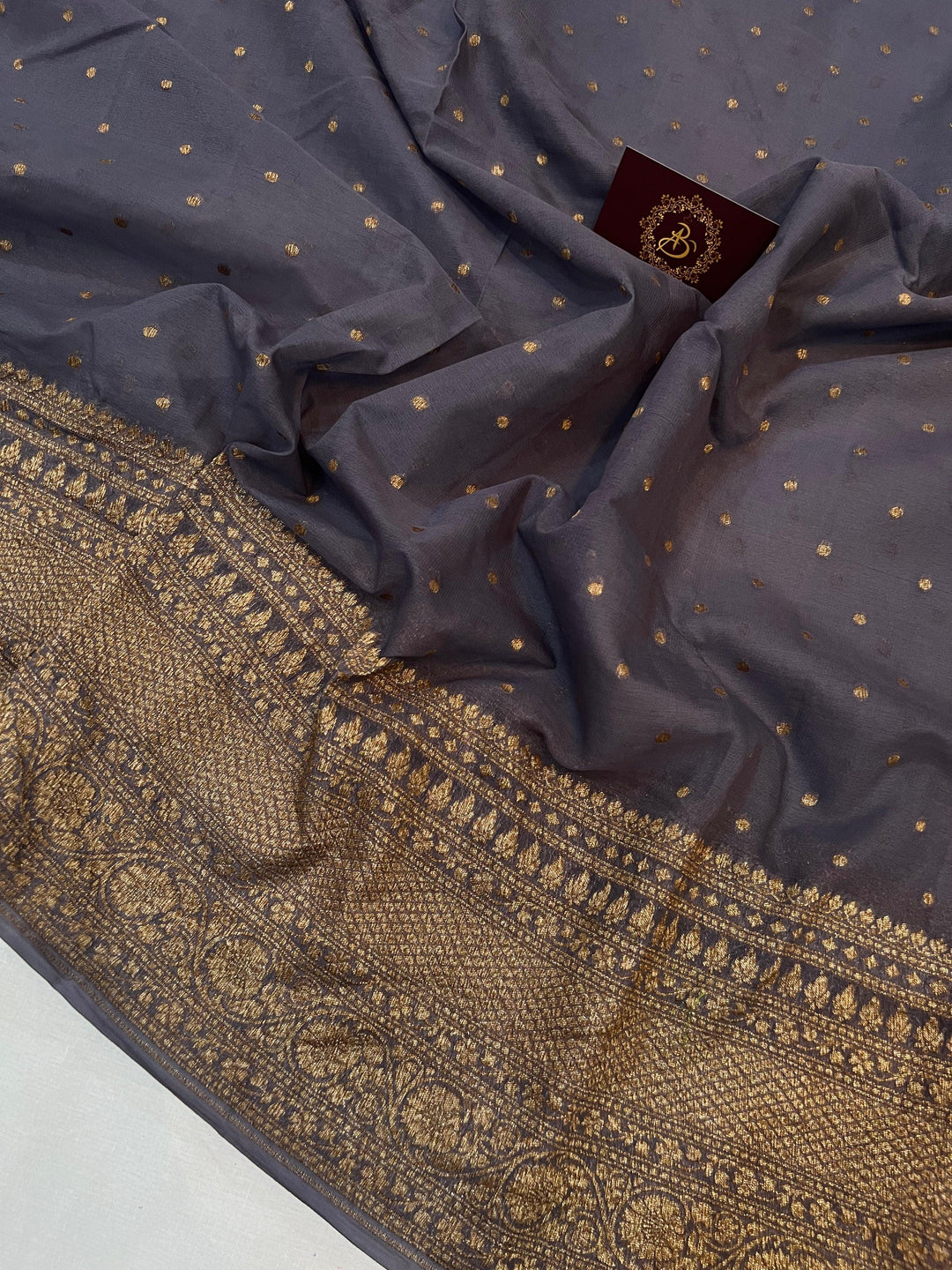 Grey Pure Banarasi Khaddi Georgette Saree - Aura Benaras