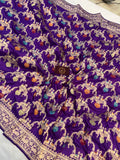 Purple Kadwa Jaal Pure Banarasi Handlloom Katan Silk Saree - Aura Benaras