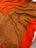  Orange Broad Border Banarasi Pure Khaddi Georgette Saree - Aura Benaras