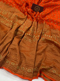  Orange Broad Border Banarasi Pure Khaddi Georgette Saree - Aura Benaras