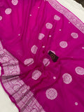 Hot Pink Banarasi Handloom Pure Chiffon Georgette Saree - Aura Benaras