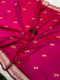 Hot Pink Kadhua Banarasi Handloom Katan Silk Saree - Aura Benaras