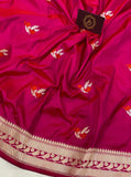 Hot Pink Kadhua Banarasi Handloom Katan Silk Saree - Aura Benaras