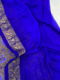 Royal Blue Banarasi Khaddi Georgette Saree - Aura Benaras