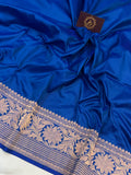 Royal Blue Pure Banarasi Handloom Katan Silk Saree - Aura Benaras