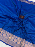 Royal Blue Pure Banarasi Handloom Katan Silk Saree - Aura Benaras