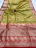 Mehendi Green Pure Banarasi Handloom Katan Silk Saree - Aura Benaras